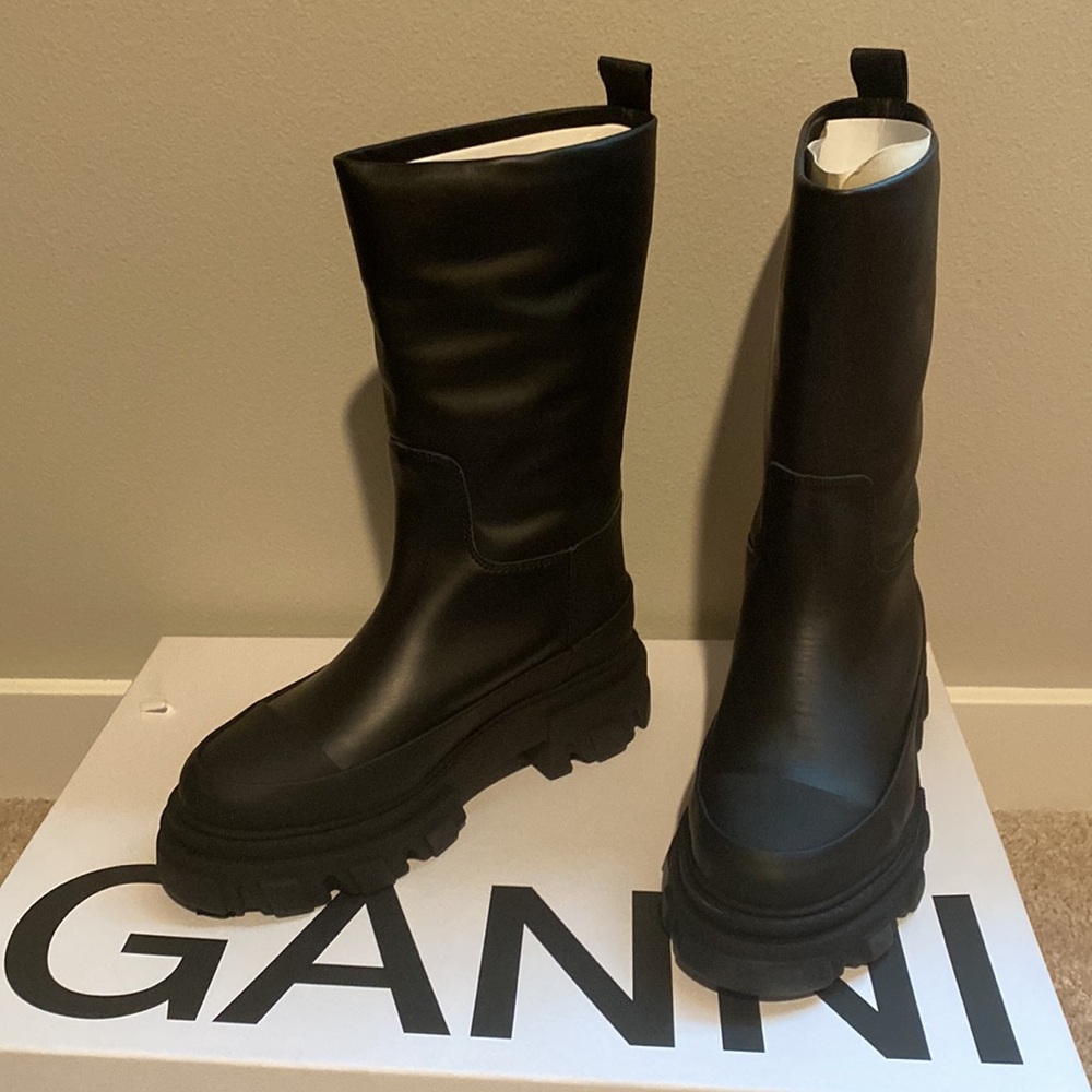 Ganni tubular chunky-sole boots